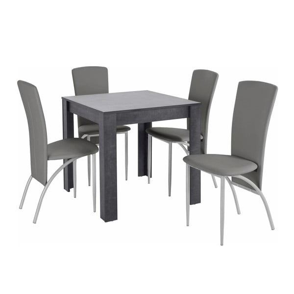 Set jídelního stolu a 4 šedých jídelních židlí Støraa Lori Nevada Duro Slate Light Grey