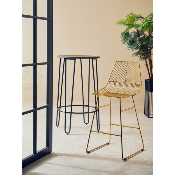 Kovová barová židle ve zlaté barvě District – Premier Housewares-image-3