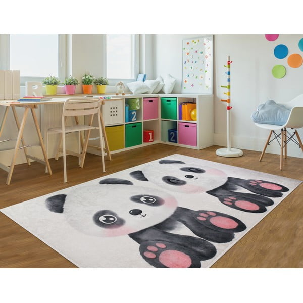 Černo-bílý dětský koberec 100x160 cm Panda Friends – Vitaus-image-1