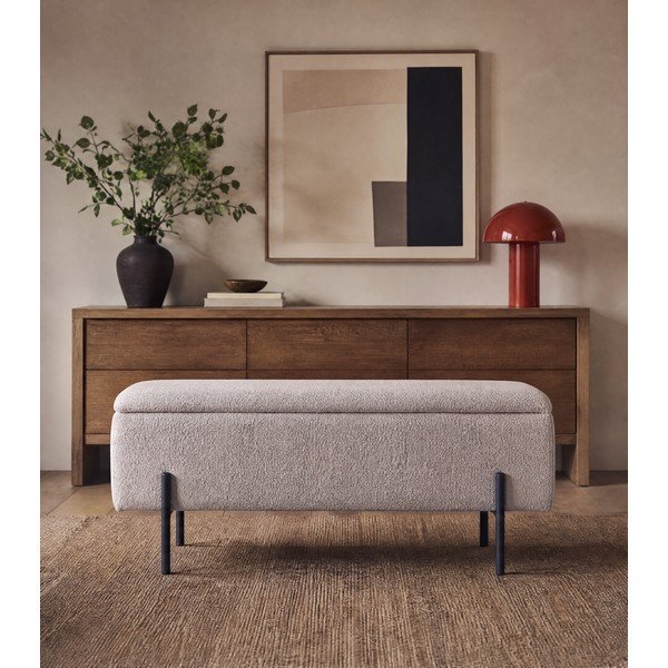 Béžová lavice z textilie bouclé Watford – House Nordic-image-3