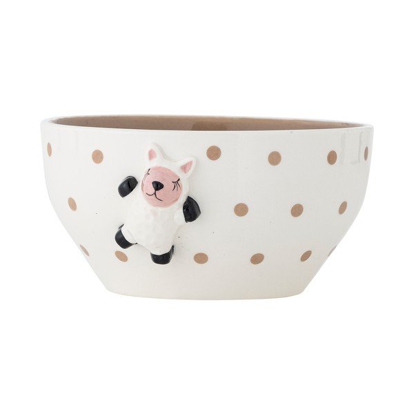 Bílá/hnědá dětská miska z kameniny ø 14 cm Dolly – Bloomingville Mini