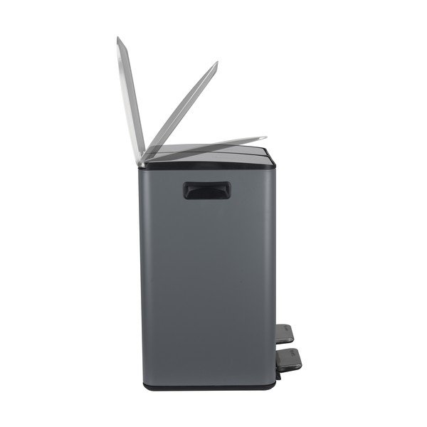 Tmavě šedý ocelový odpadkový koš 2x20 l na tříděný odpad/nášlapný   Aliya – Spirella-image-3