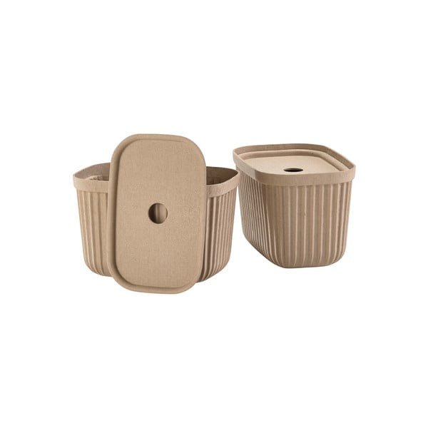 Světle hnědé úložné boxy v sadě 2 ks s víkem 23x16x20,5 cm Pulp – Zone-image-2