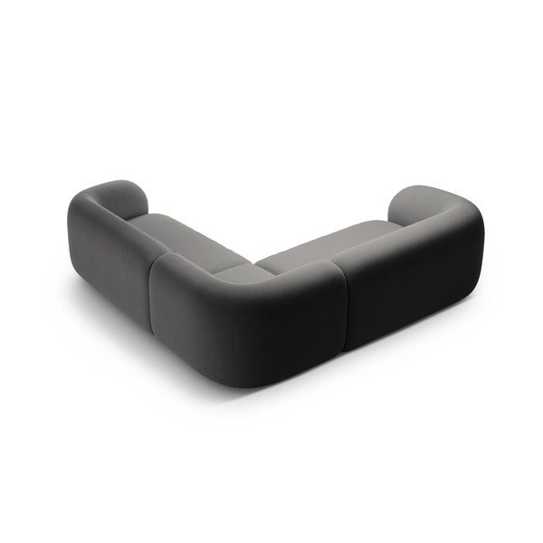 Tmavě šedá sametová rohová pohovka Kate – Micadoni -image-2