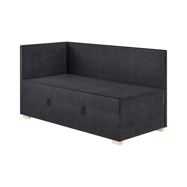 Tmavě modrá rohová dětská postel s úložným prostorem s matrací 90x200 cm Flexi – Ghado-image-4