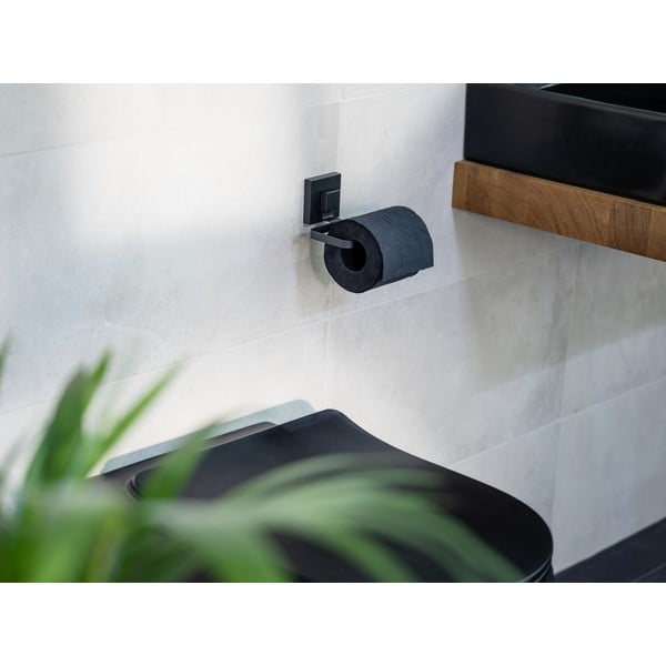 Černý samodržící držák na toaletní papír z nerezové oceli Quadro – Wenko-image-4