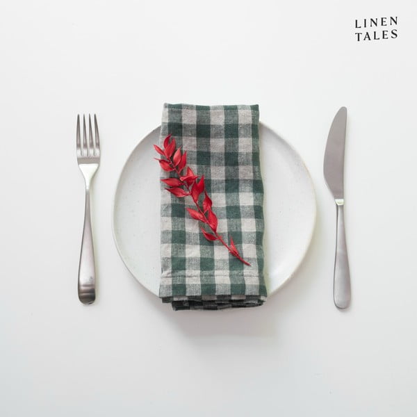 Lněné ubrousky v sadě 2 ks 40x40 cm Forest Green Gingham – Linen Tales