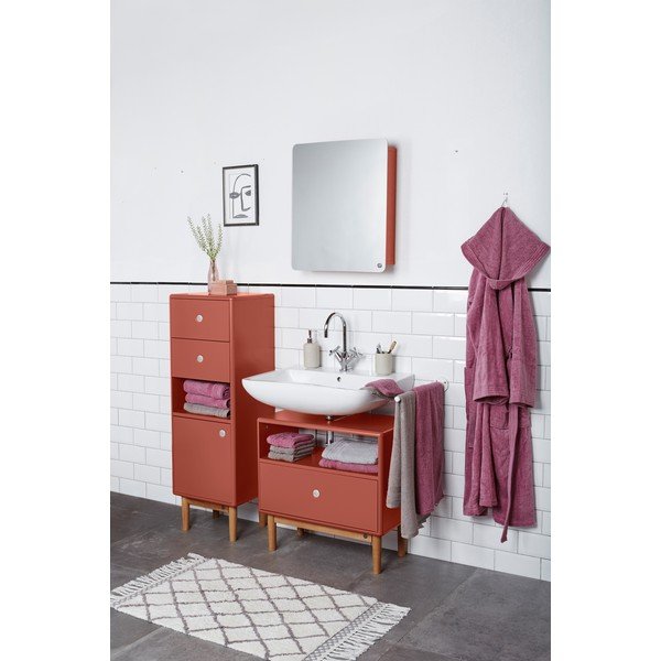 Červená nástěnná koupelnová skříňka se zrcadlem Tom Tailor Color Bath-image-1