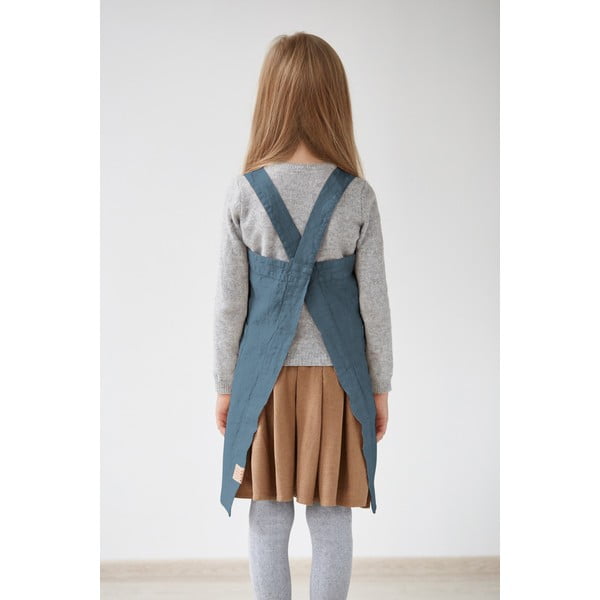Dětská modrá lněná zástěra Linen Tales Pinafore, 72 x 45 cm-image-1