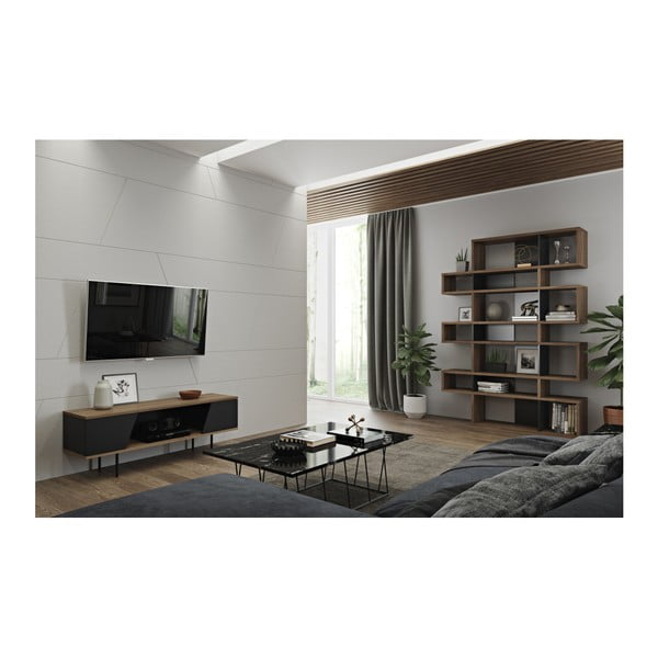 Černá knihovna v dekoru ořechu 156x220 cm London - TemaHome-image-2