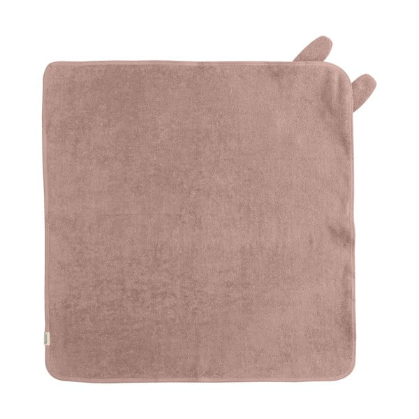 Růžovo-hnědá bavlněná dětská osuška s kapucí 75x75 cm Rabbit – Kindsgut-image-2