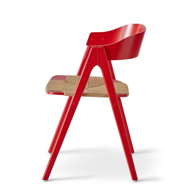 Červená jídelní židle z bukového dřeva s ratanovým sedákem Findahl by Hammel Mette-image-1