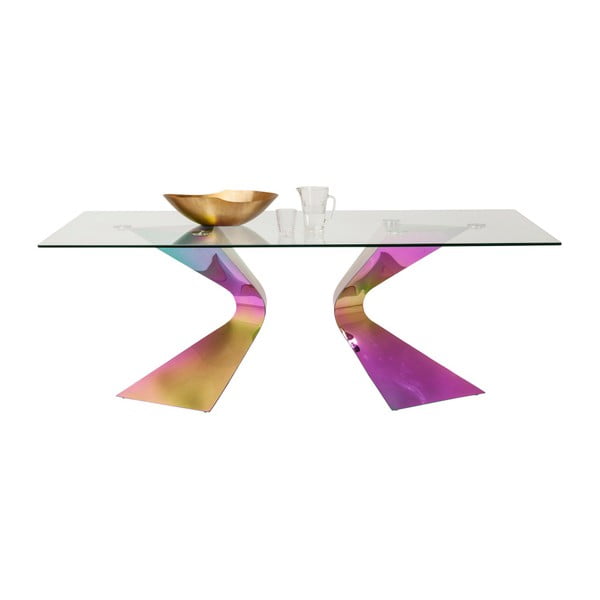 Jídelní stůl s duhovově zbarvenou ocelovou konsktrukcí Kare Design Gloria, 200 x 100 cm