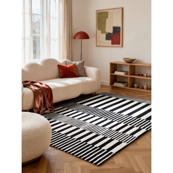 Černobílý ručně tkaný vlněný koberec 160x230 cm Stryve Pulse – Elle Decoration-image-1