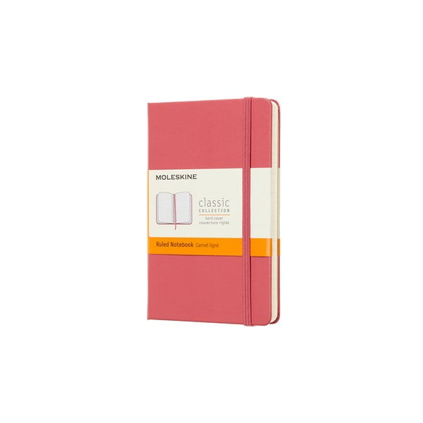 Růžový linkovaný zápisník v pevné vazbě Moleskine Daisy, 192 stran