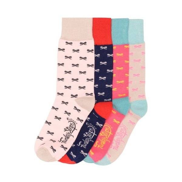 Sada 4 párů barevných ponožek Funky Steps Bow, velikost 35 – 39