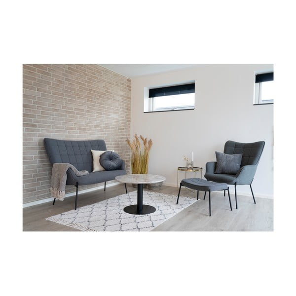 Bílo-černý kulatý konferenční stolek s deskou v dekoru mramoru 70x70 cm Bolzano – House Nordic-image-4