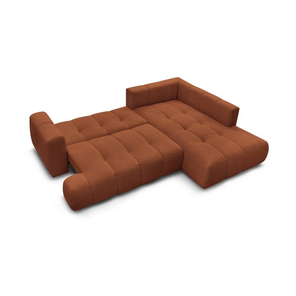 Rozkládací/s úložným prostorem rohová pohovka v cihlové barvě (pravý roh/do L) Fuji – Bobochic Paris-image-4