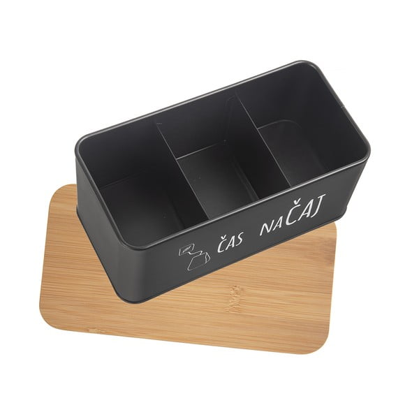 Kovová krabička na čaj v černo-přírodní barvě – Orion-image-3