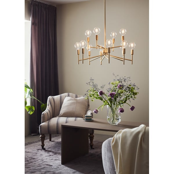 Dvanáctiramenné závěsné svítidlo ve zlaté barvě Markslöjd Regent-image-1