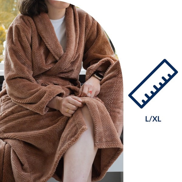 Hnědý župan z mikroplyše velikost L/XL Pippa – Tiseco Home Studio-image-4