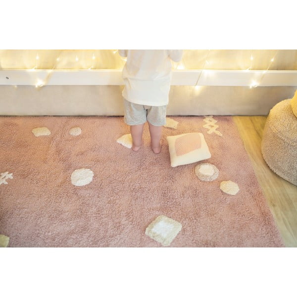 Růžový pratelný ručně tkaný bavlněný dětský koberec 140x200 cm Noah – Lorena Canals-image-3