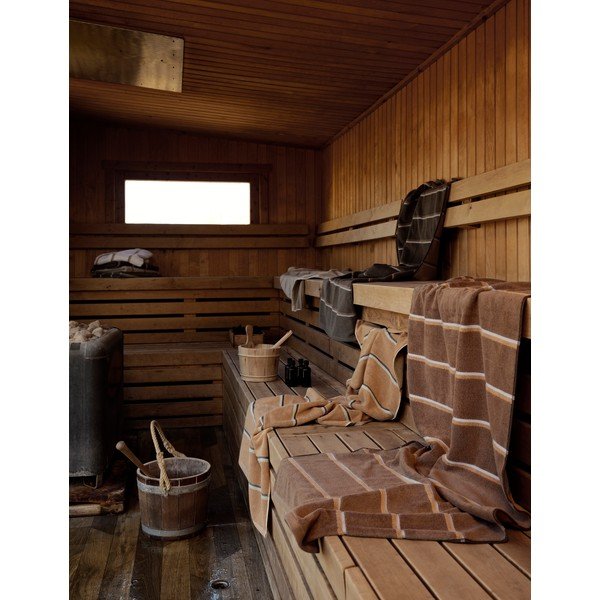 Černá/světle šedá bavlněná osuška 70x140 cm Sauna – Zone-image-1