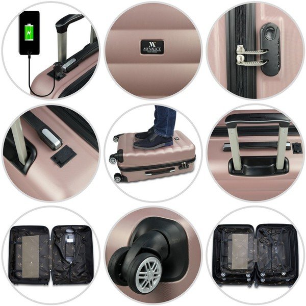 Žlutý cestovní kufr na kolečkách s USB portem My Valice COLORS RESSNO Large Suitcase-image-4