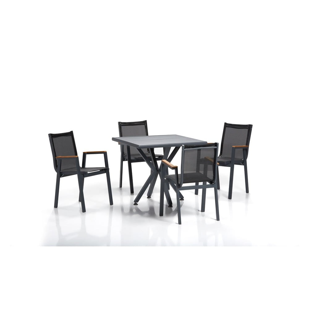 Černý hliníkový zahradní jídelní set pro 4 Samara – Floriane Garden