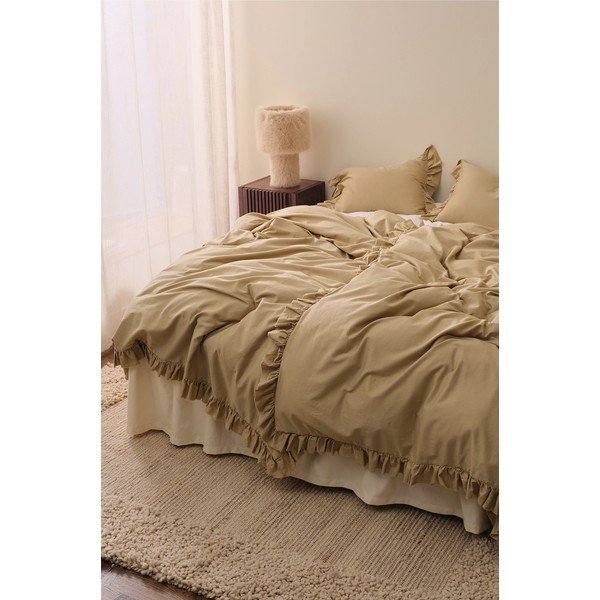 Světle zelené/khaki povlečení na jednolůžko z bavlněného saténu 150x210 cm Gloria – Ellos Home-image-1