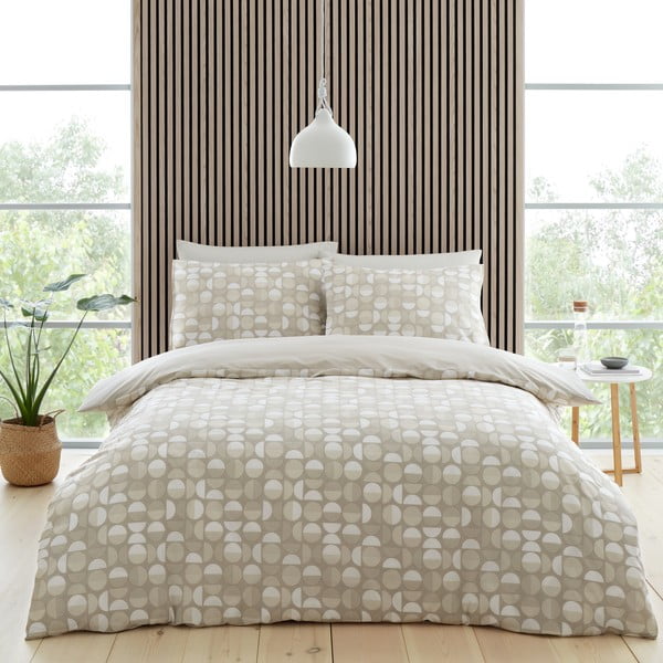 Bílo-béžové povlečení na dvoulůžko 200x200 cm Craft Floral - Catherine Lansfield-image-4