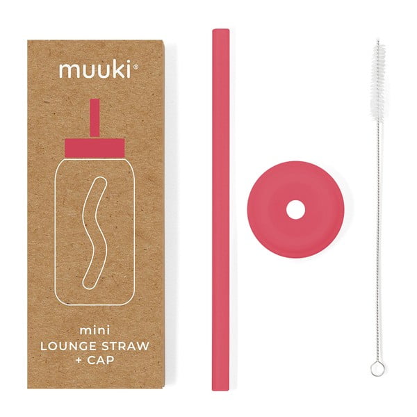Silikonové brčko s čistícím kartáčkem/s víčkem Watermelon High – Muuki
