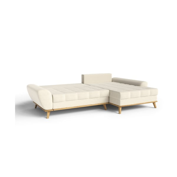 Krémová rozkládací rohová pohovka (pravý roh) Balitco – Ropez-image-2