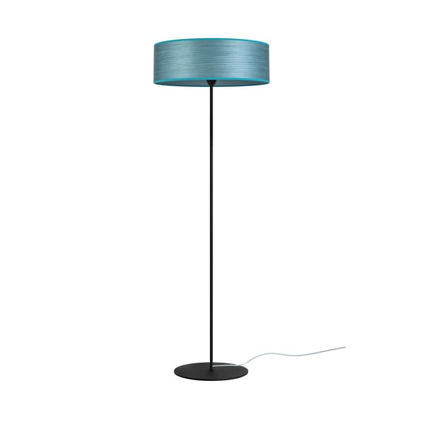 Modrá stojací lampa z přírodní dýhy Sotto Luce Ocho XL, ⌀ 45 cm