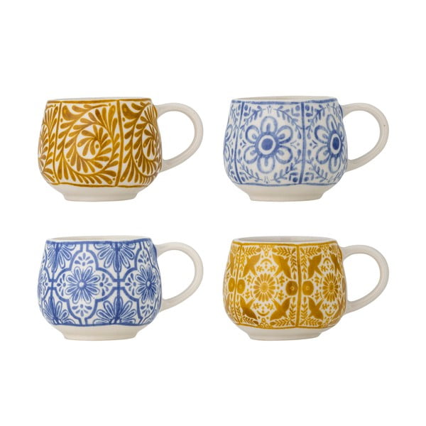Modré/oranžové šálky v sadě 4 ks na espresso z kameniny 155 ml Milton – Bloomingville