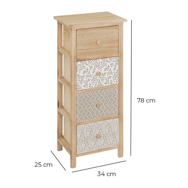 Vysoká komoda z masivu pavlovnie v přírodní barvě 34x78 cm – Casa Selección-image-2