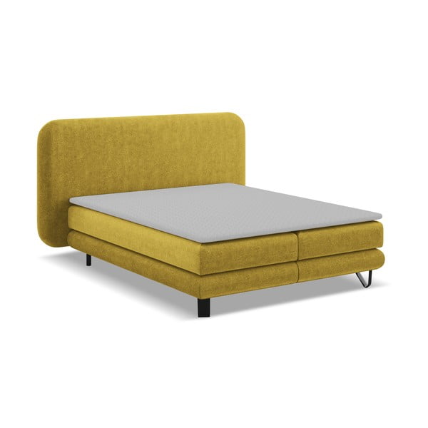 Boxspring postel v hořčicové barvě 180x200 cm Ilima – Makamii