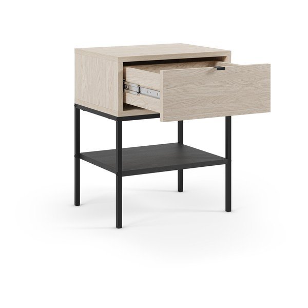 Matný noční stolek s poličkami ve světle přírodní barvě Sali – Marckeric-image-3