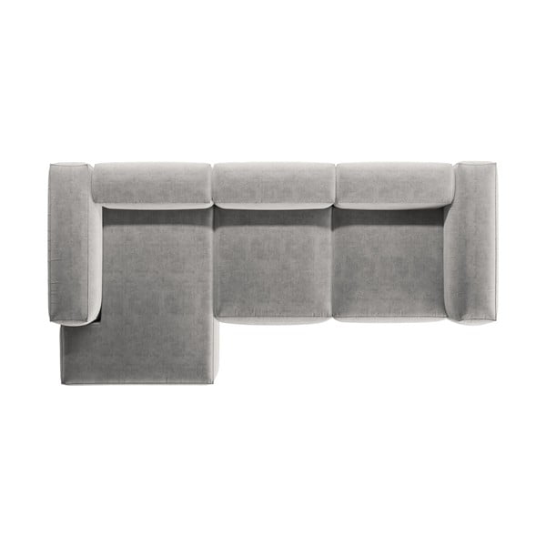 Světle šedá rohová pohovka (levý roh/s lenoškou) Bergamo – Cosmopolitan Design-image-3