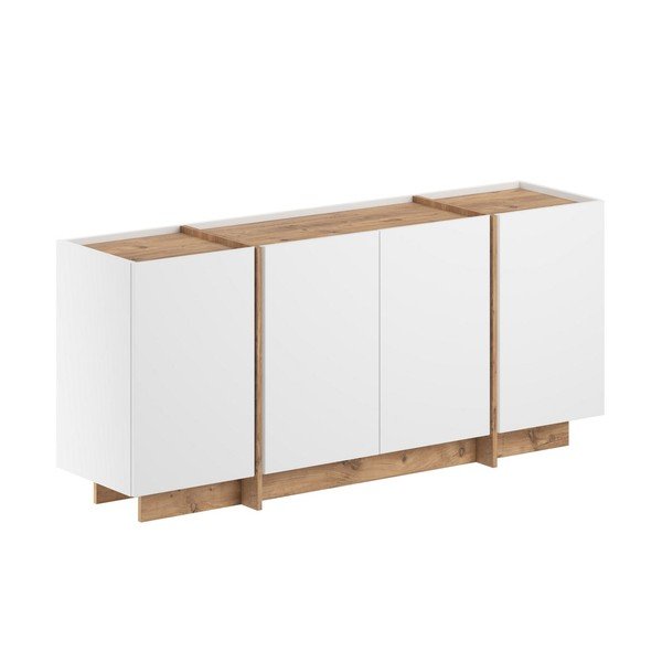 Bílá komoda v dekoru borovice s dírou na kabely 180x80x45 cm Dorma – Kalune Design