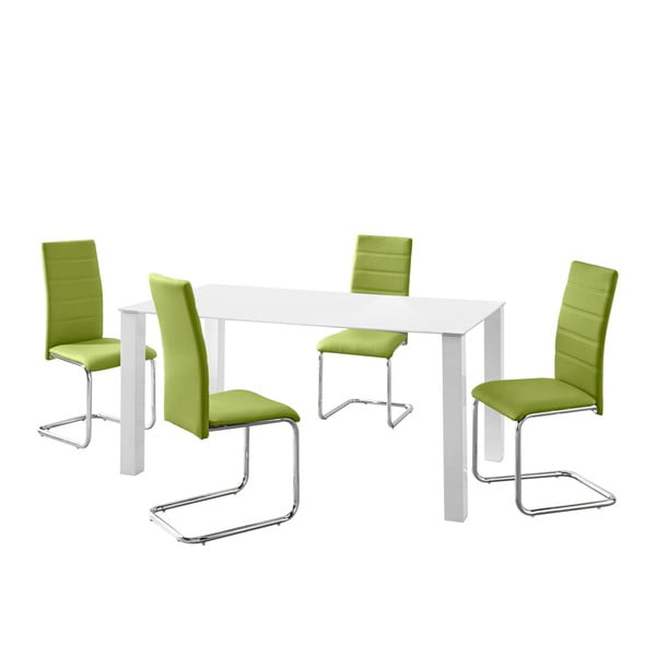 Sada stolu a 4 zelených židlí Støraa Naral
