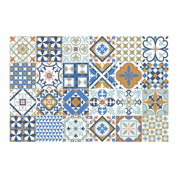 Sada 24 nástěnných samolepek Ambiance Azulejos Ornaments Mosaic, 10 x 10 cm-image-2
