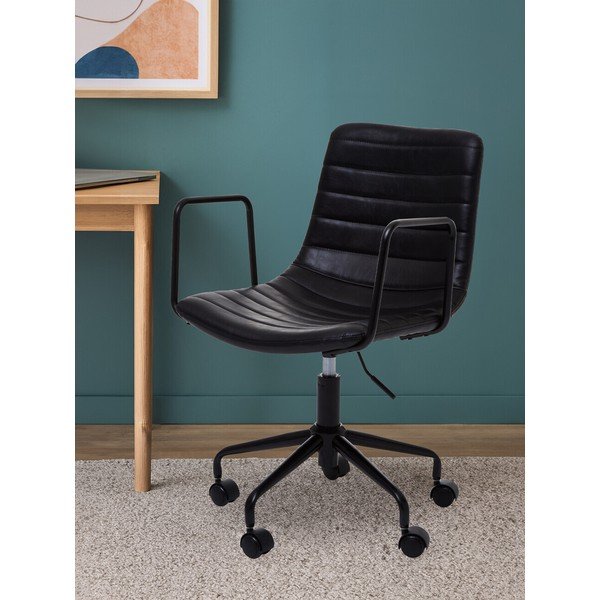 Černá kancelářská židle z imitace kůže Forbes – Premier Housewares-image-3