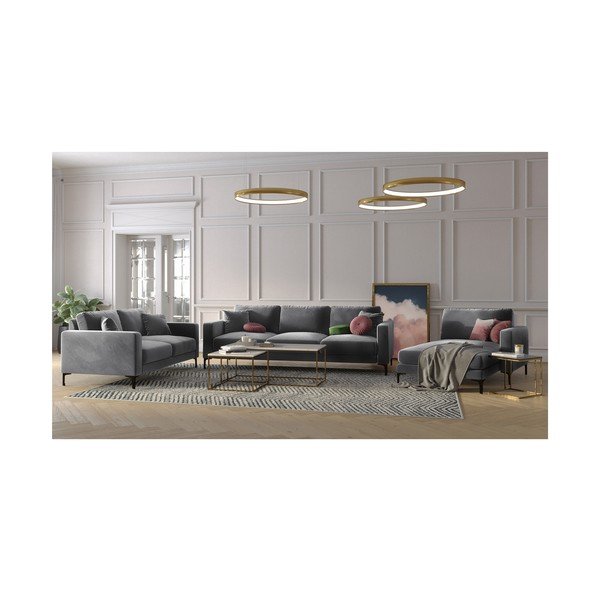 Šedá sametová pohovka Kooko Home Harmony, 158 cm-image-4