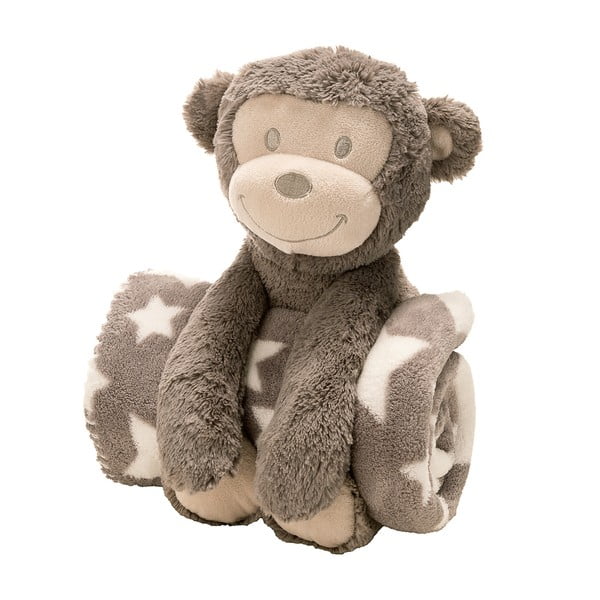 Plyšová opička s dětskou dekou, 75x100 cm