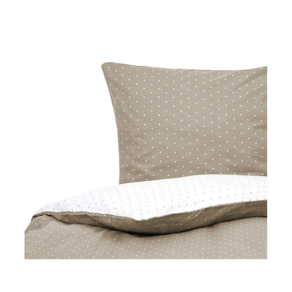 Bílo-hnědé flanelové povlečení na jednolůžko Fovere Betty, 155 x 220 cm-image-4