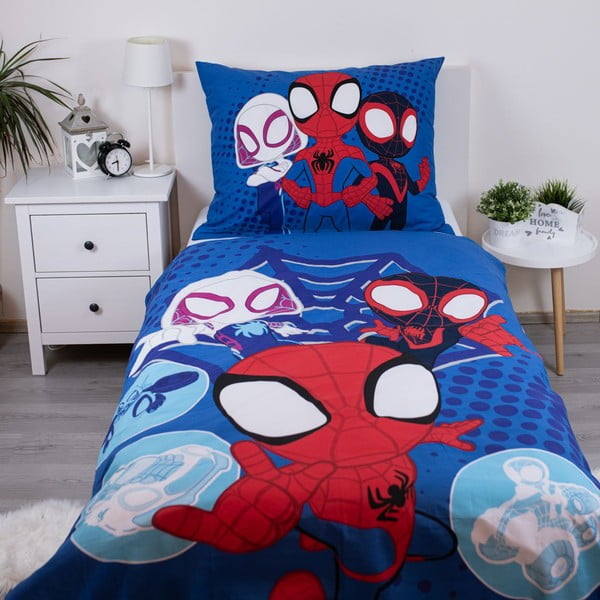 Modré bavlněné dětské povlečení na jednolůžko 140x200 cm Spidey – Jerry Fabrics-image-1