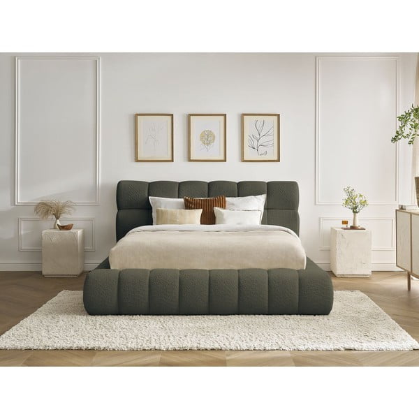 Zelená čalouněná dvoulůžková postel s úložným prostorem s roštem 160x200 cm Mont Blanc – Bobochic Paris-image-1