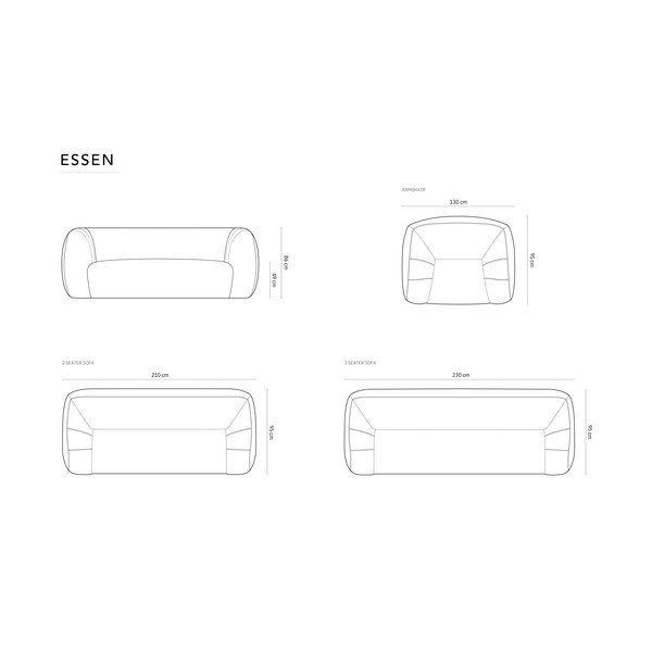 Světle růžová pohovka z textilie bouclé 230 cm Essen – Cosmopolitan Design-image-4