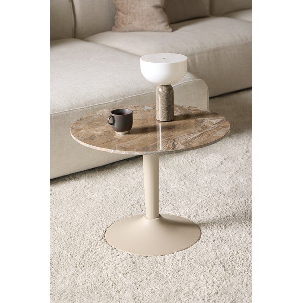 Hnědý kulatý konferenční stolek s keramickou deskou ø 60 cm Malta – Actona-image-1